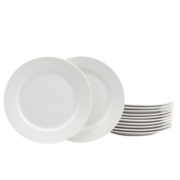 Gibson Home 7.5 in. Noble Court Dessert Plate Set, White - Set of 12 108046.01